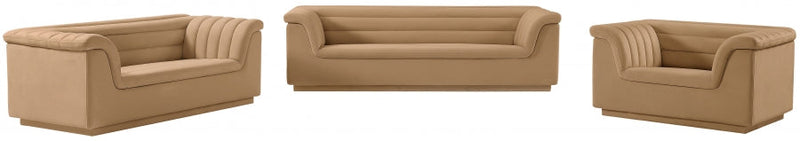 Cascade Velvet Upholstered Fabric Upholstered Chair in Camel - 192Camel-C