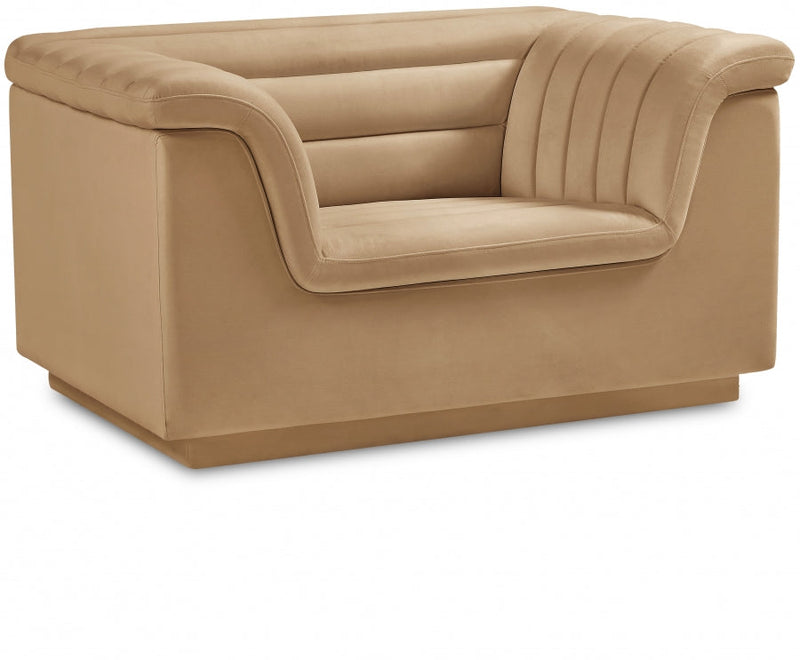 Cascade Velvet Upholstered Fabric Upholstered Chair in Camel - 192Camel-C