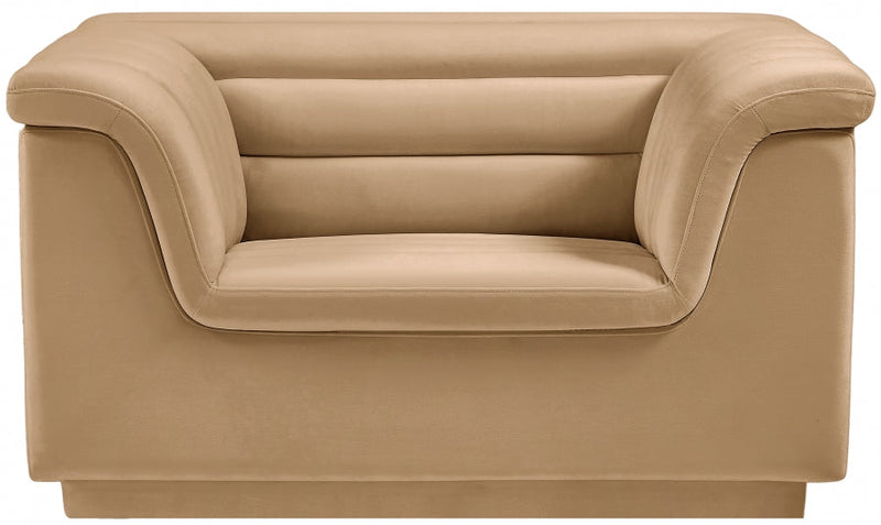 Cascade Velvet Upholstered Fabric Upholstered Chair in Camel - 192Camel-C