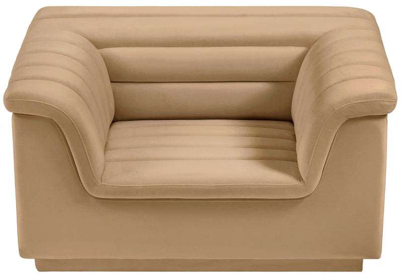 Cascade Velvet Upholstered Fabric Upholstered Chair in Camel - 192Camel-C