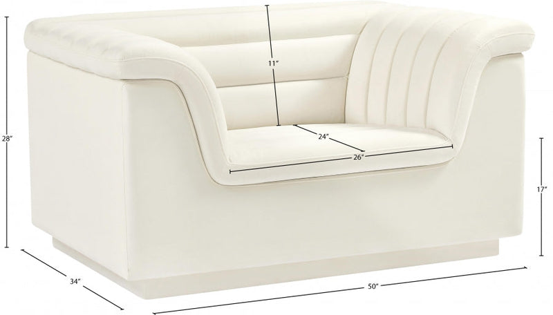 Cascade Velvet Upholstered Fabric Upholstered Chair in Cream - 192Cream-C