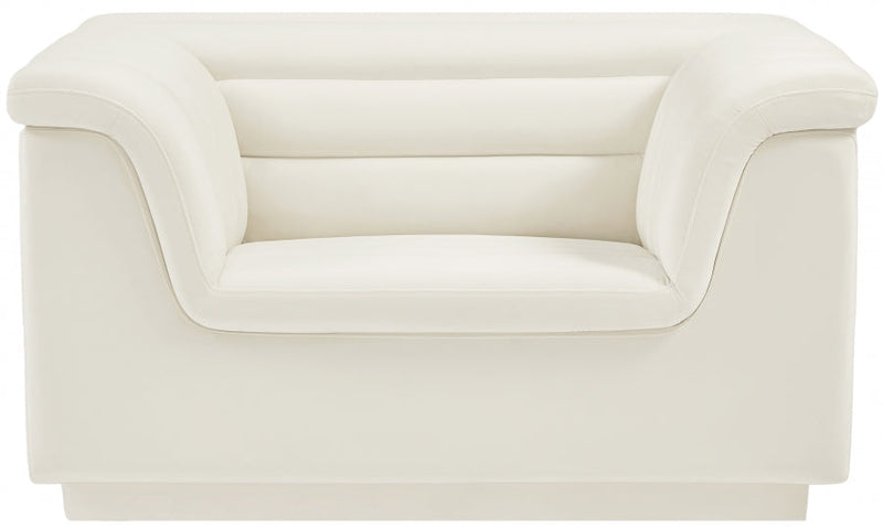 Cascade Velvet Upholstered Fabric Upholstered Chair in Cream - 192Cream-C