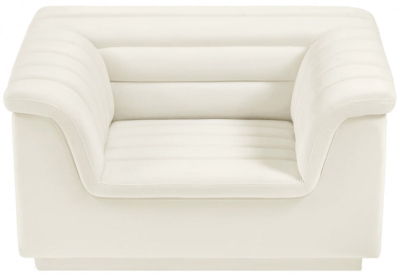 Cascade Velvet Upholstered Fabric Upholstered Chair in Cream - 192Cream-C