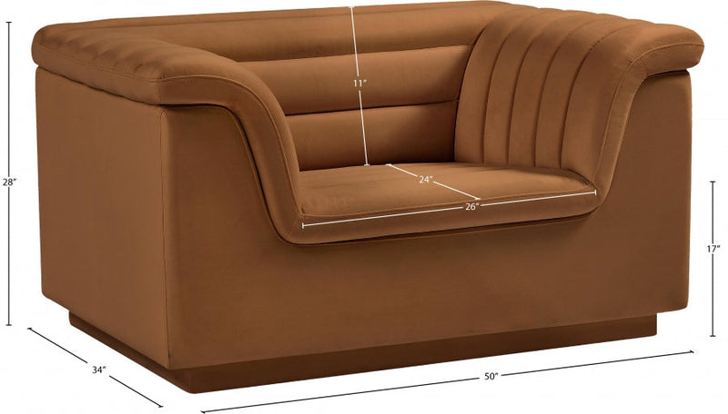 Cascade Velvet Upholstered Fabric Upholstered Chair in Saddle - 192Saddle-C