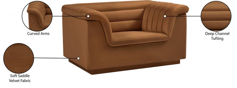 Cascade Velvet Upholstered Fabric Upholstered Chair in Saddle - 192Saddle-C