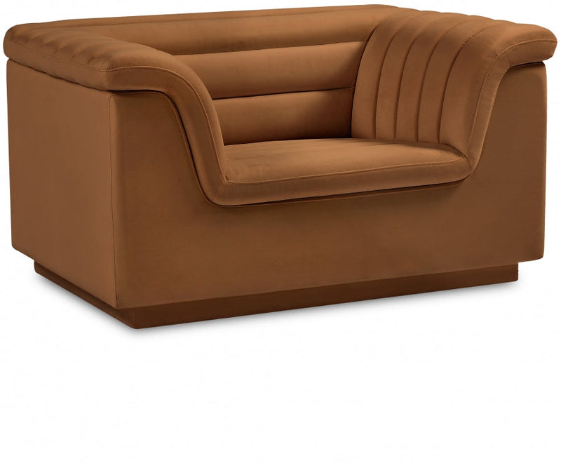 Cascade Velvet Upholstered Fabric Upholstered Chair in Saddle - 192Saddle-C