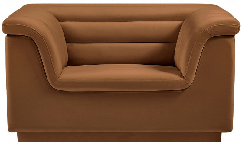 Cascade Velvet Upholstered Fabric Upholstered Chair in Saddle - 192Saddle-C