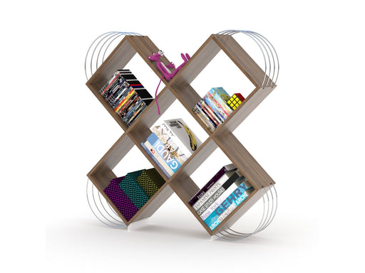 Case Bookcase in Walnut - Chrome - 711-CAS-BC-RF170401