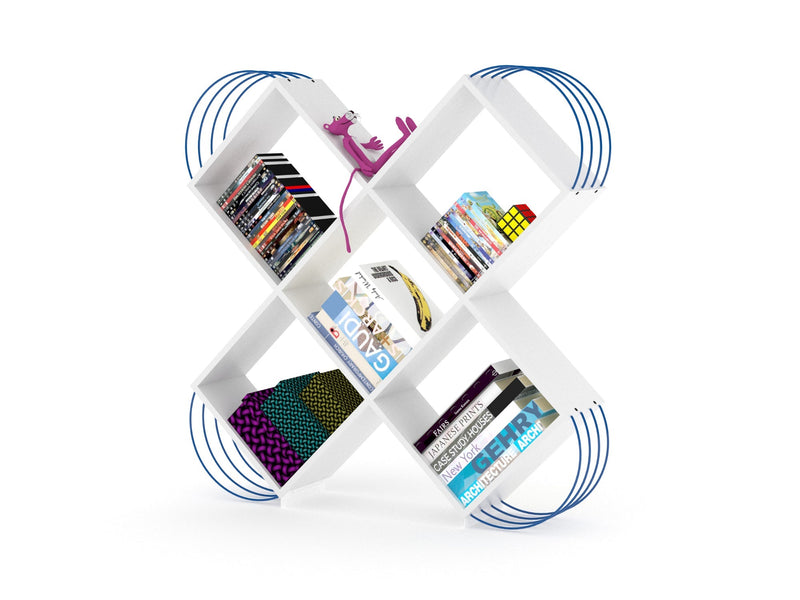 Case Bookcase in White - Blue - 711-CAS-BC-RF170406