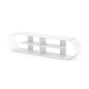 Case Tv Stand Walnut-Chrome in White-Chrome - 720-CAS-TV-RF170305