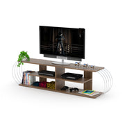 Case Tv Stand Walnut-Chrome in White-Chrome - 720-CAS-TV-RF170305