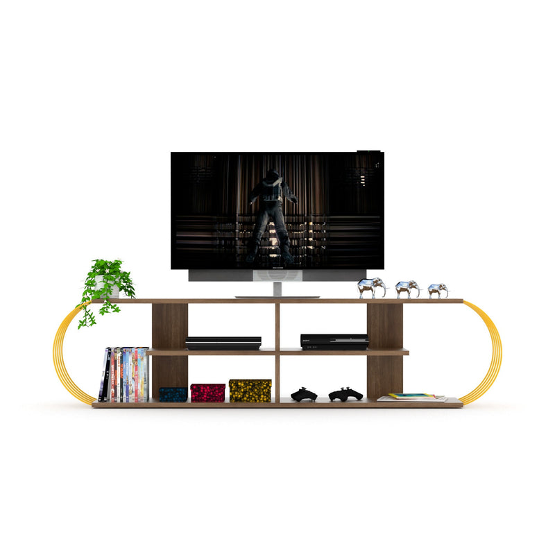 Case Tv Stand Walnut-Chrome in White-Chrome - 720-CAS-TV-RF170305