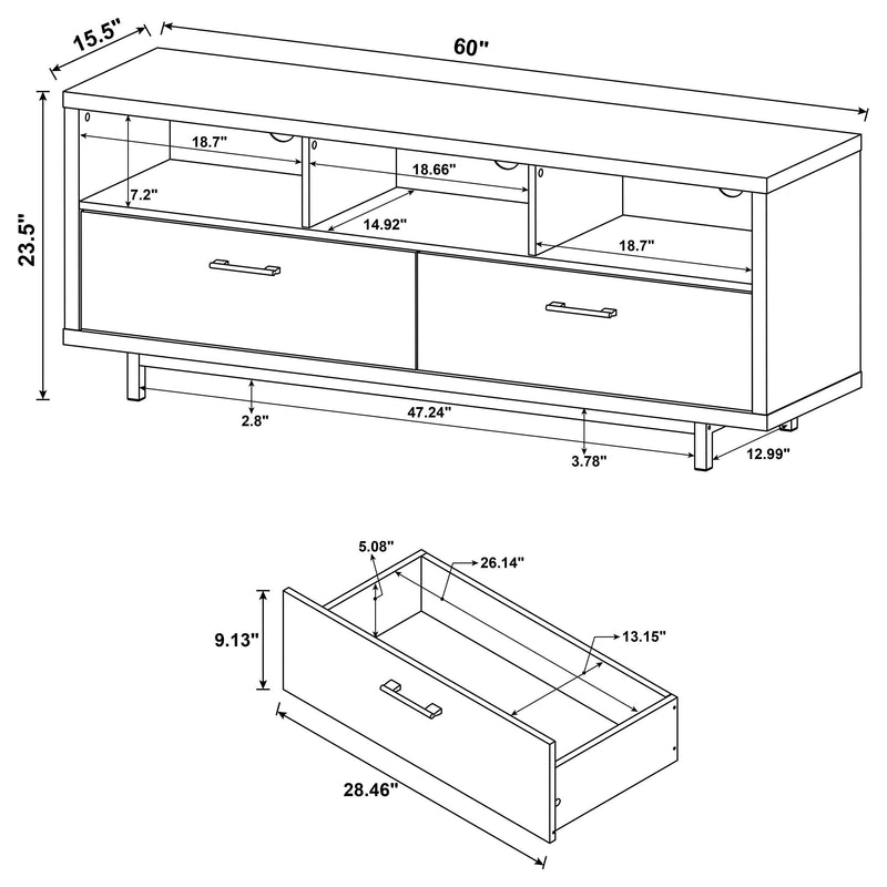 Casey 2-drawer Engineered Wood 60-inch TV Stand White - 701972