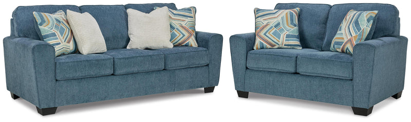 Cashton Blue Queen Sofa Sleeper and Loveseat - 40605U4