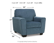 Cashton Chair and Ottoman in Blue - PKG015051