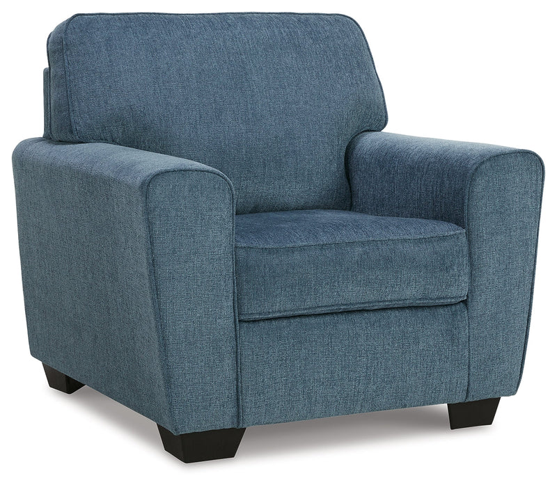 Cashton Chair and Ottoman in Blue - PKG015051