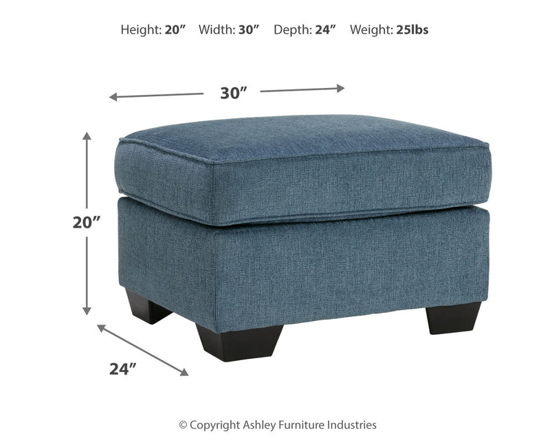 Cashton Sofa, Loveseat, Chair and Ottoman in Blue - PKG015053