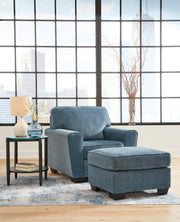 Cashton Sofa, Loveseat, Chair and Ottoman in Blue - PKG015053