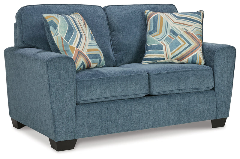Cashton Sofa, Loveseat, Chair and Ottoman in Blue - PKG015053
