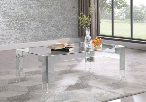 Casper Rectangular Glass Top, Acrylic And Metal Base Coffee Table in Chrome - 203-CT