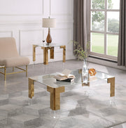 Casper Rectangular Glass Top, Acrylic And Metal Base Coffee Table in Gold - 201-CT