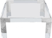 Casper Square Glass Top, Acrylic And Metal Base Coffee Table in Chrome - 202-CT