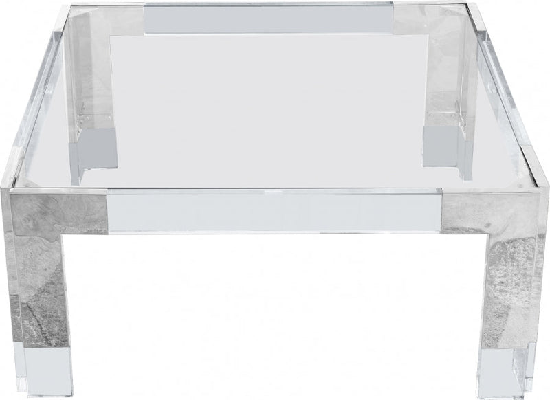 Casper Square Glass Top, Acrylic And Metal Base Coffee Table in Chrome - 202-CT