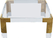 Casper Square Glass Top, Acrylic And Metal Base Coffee Table in Gold - 200-CT