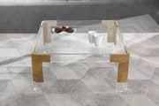 Casper Square Glass Top, Acrylic And Metal Base Coffee Table in Gold - 200-CT