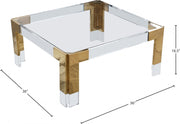 Casper Square Glass Top, Acrylic And Metal Base Coffee Table in Gold - 200-CT