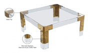Casper Square Glass Top, Acrylic And Metal Base Coffee Table in Gold - 200-CT