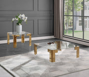 Casper Square Glass Top, Acrylic And Metal Base Coffee Table in Gold - 200-CT