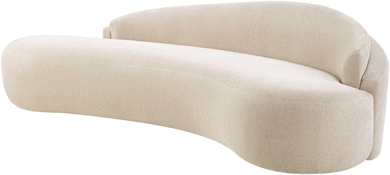 Caspian 101" Chenille Fabric Upholstered Sofa in Beige - 44033Beige-S