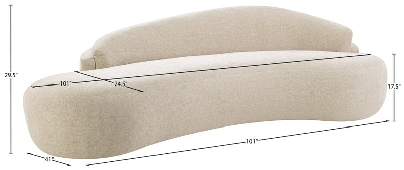 Caspian 101" Chenille Fabric Upholstered Sofa in Beige - 44033Beige-S