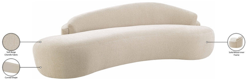Caspian 101" Chenille Fabric Upholstered Sofa in Beige - 44033Beige-S