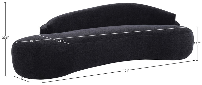 Caspian 101" Chenille Fabric Upholstered Sofa in Black - 44033Black-S