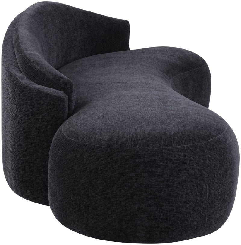 Caspian 101" Chenille Fabric Upholstered Sofa in Black - 44033Black-S