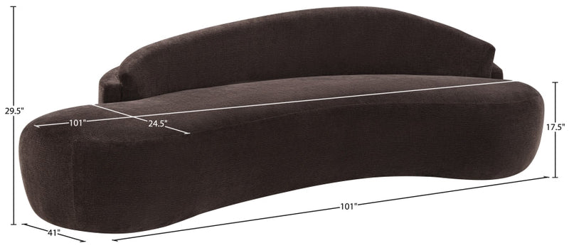 Caspian 101" Chenille Fabric Upholstered Sofa in Brown - 44033Brown-S