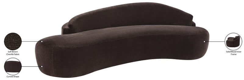 Caspian 101" Chenille Fabric Upholstered Sofa in Brown - 44033Brown-S
