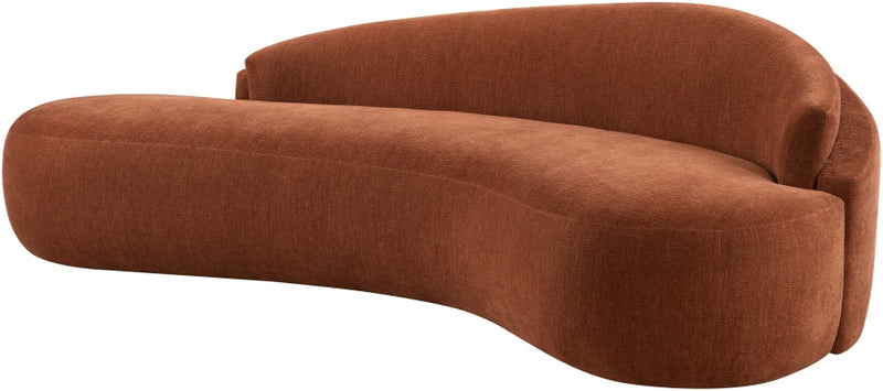 Caspian 101" Chenille Fabric Upholstered Sofa in Cognac - 44033Cognac-S