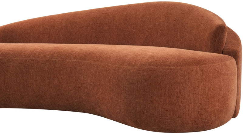 Caspian 101" Chenille Fabric Upholstered Sofa in Cognac - 44033Cognac-S