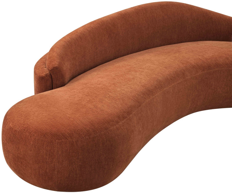 Caspian 101" Chenille Fabric Upholstered Sofa in Cognac - 44033Cognac-S