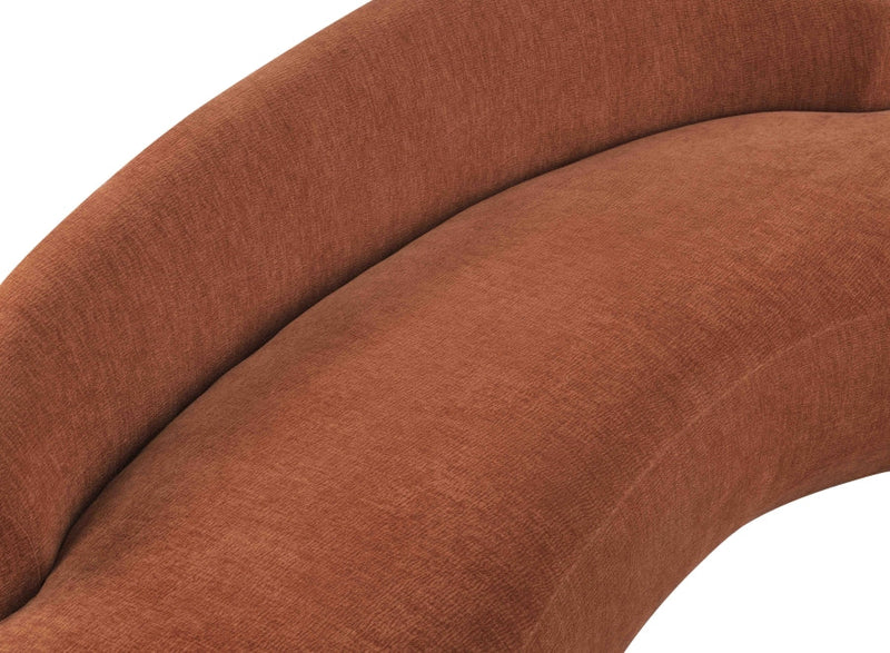 Caspian 101" Chenille Fabric Upholstered Sofa in Cognac - 44033Cognac-S