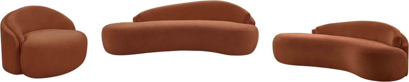 Caspian 101" Chenille Fabric Upholstered Sofa in Cognac - 44033Cognac-S