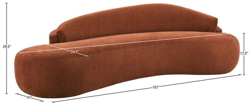 Caspian 101" Chenille Fabric Upholstered Sofa in Cognac - 44033Cognac-S