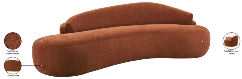 Caspian 101" Chenille Fabric Upholstered Sofa in Cognac - 44033Cognac-S
