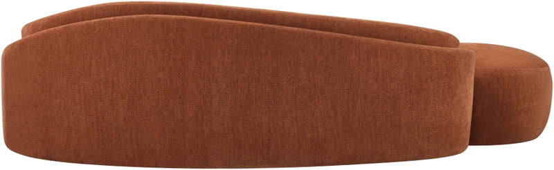 Caspian 101" Chenille Fabric Upholstered Sofa in Cognac - 44033Cognac-S