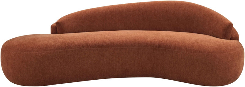Caspian 101" Chenille Fabric Upholstered Sofa in Cognac - 44033Cognac-S