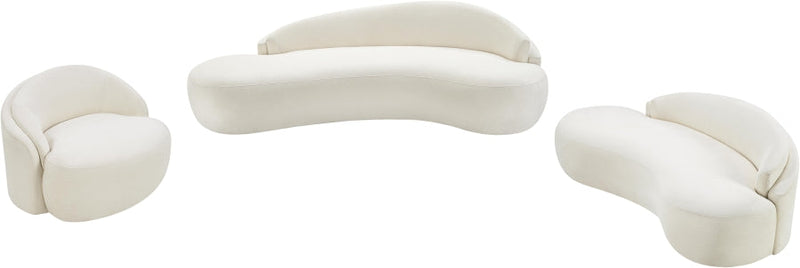 Caspian 101" Chenille Fabric Upholstered Sofa in Cream - 44033Cream-S