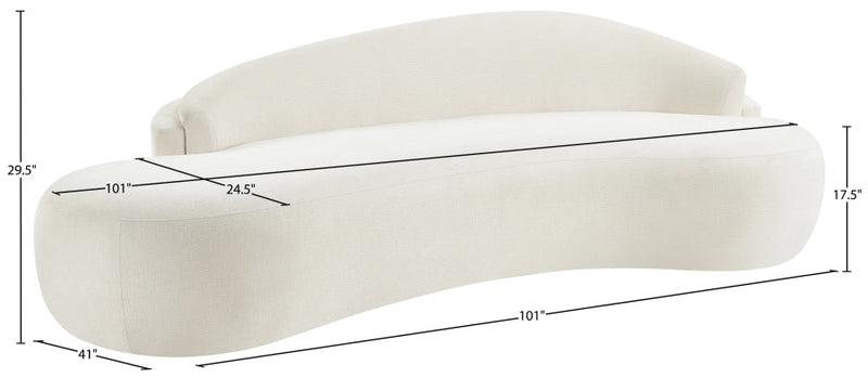 Caspian 101" Chenille Fabric Upholstered Sofa in Cream - 44033Cream-S